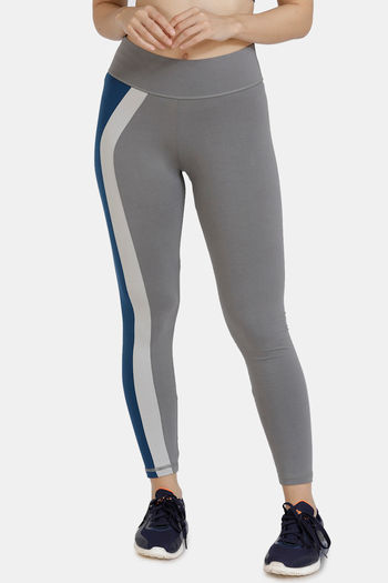 Buy Zelocity Mid Rise High Quality Stretch Leggings - Grey Blue